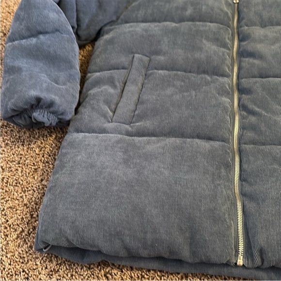 Molly Bracken Corduroy Puffer Jacket with Striped Faux Fur Hood - Picture 4 of 14